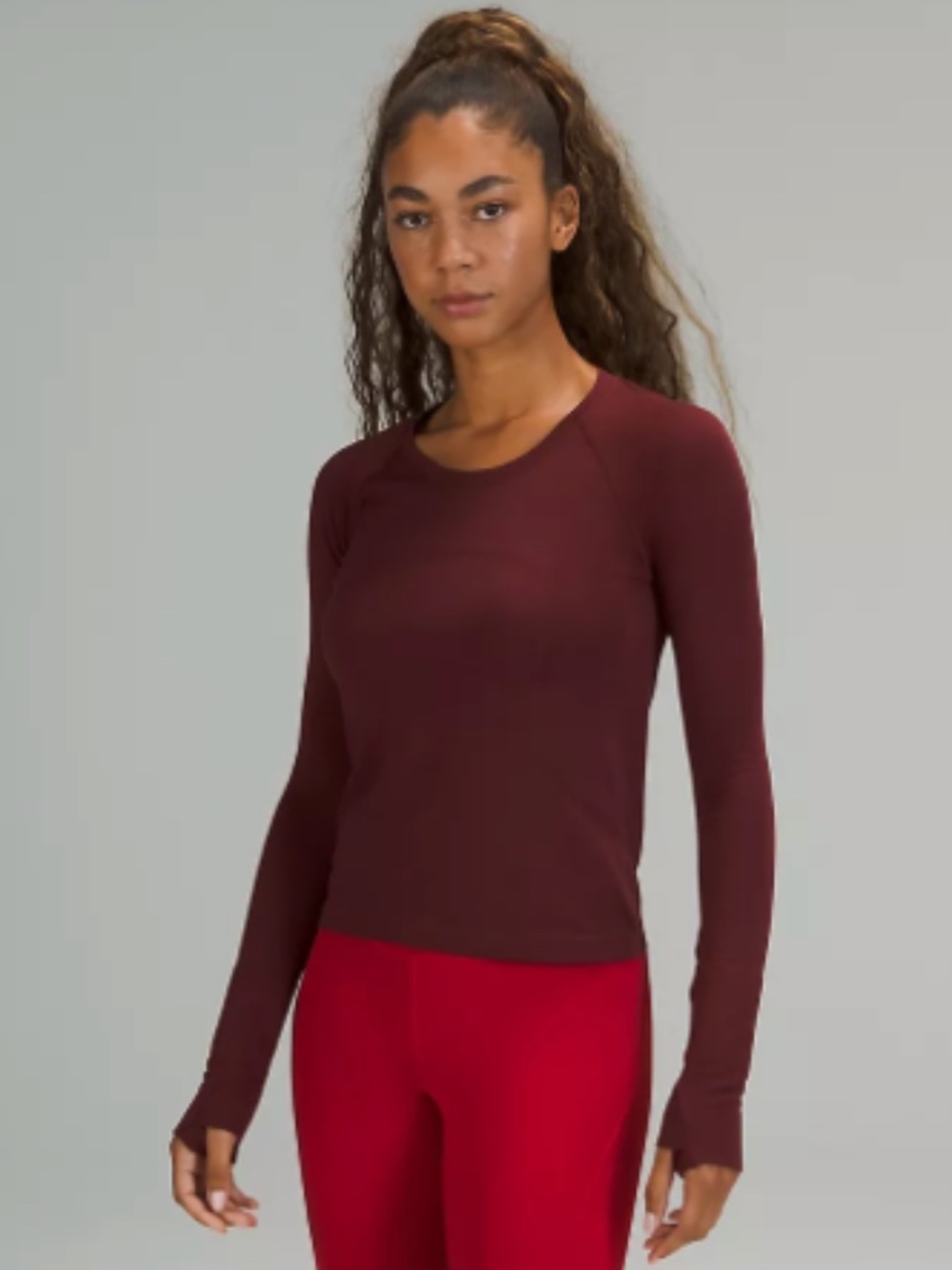 Lululemon Swiftly Tech Long Sleeve Shirt 2.0 *Race Length Size 6 Red Merlot
